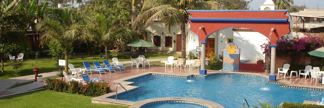 Pool at Hacienda Flamingos hotel in San Blas Riviera Nayarit Mexico