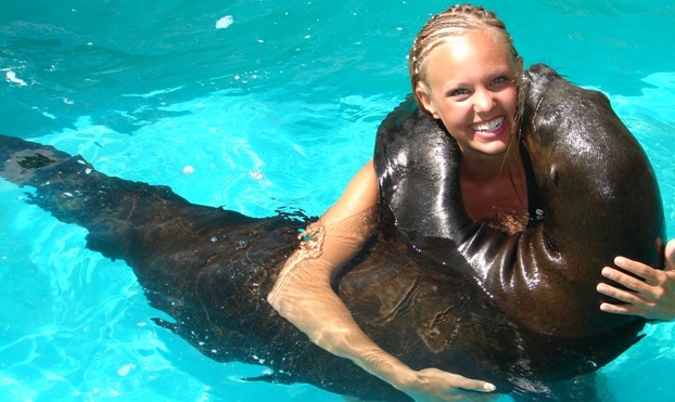 Sealion2 Sea lion encounters in Riviera Nayarit Mexico - image of young girl hugging a sea lion