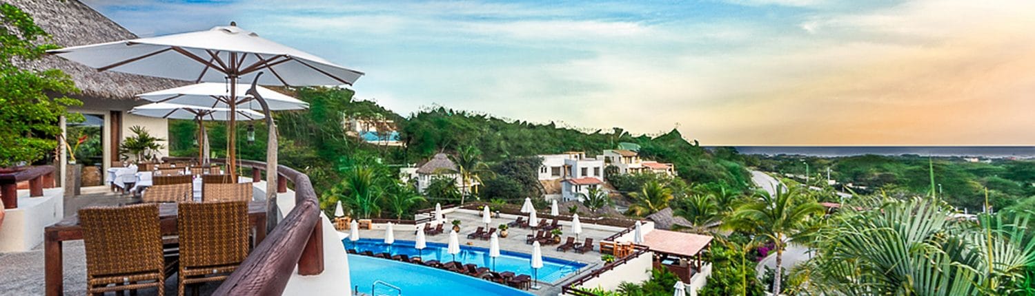 View from restaurant balcony of Sirenis Matlali Hotel in Punta Mita Riviera Nayarit Mexico
