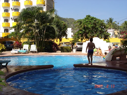 Poolside at Bungalows El Delfin Guayabitos in Riviera Nayarit Mexico