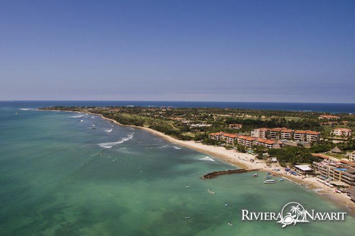 Aerial view of beach in Punta de Mita Riviera Nayarit Mexico