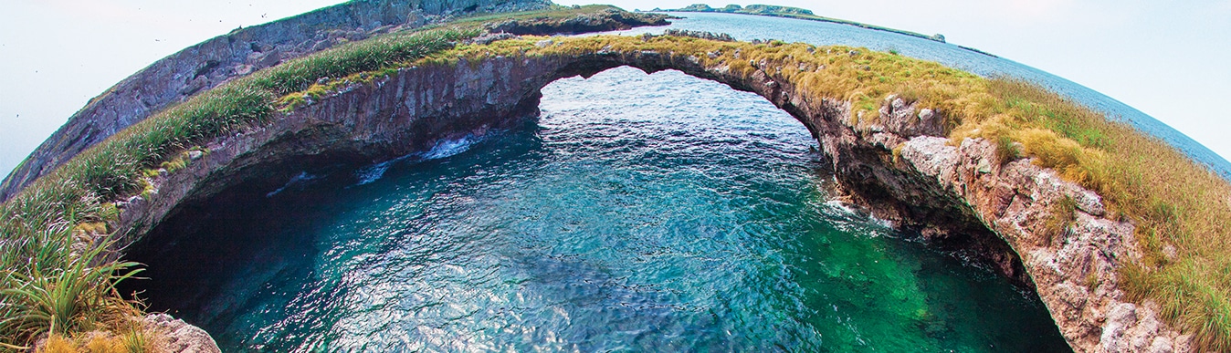 Wide angle view of Marieta Island in Riviera Nayarit