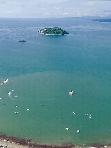 Aerial view from shore of Isa Coral island in Riviera Nayarit