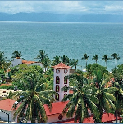 View of Bucerias Nayarit Mexico with a Pacific Ocean backdrop